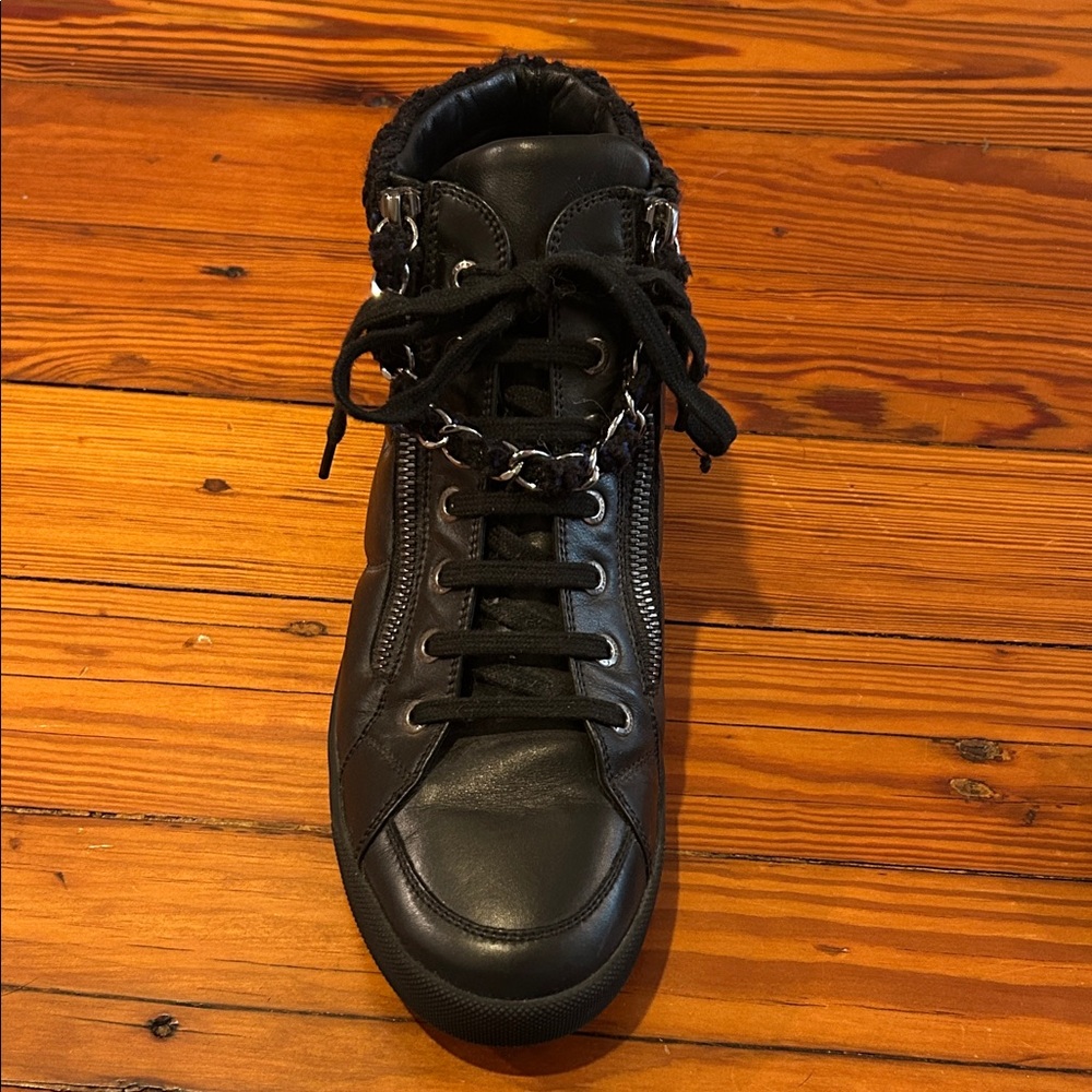 Chanel Leather and Tweed High Top Sneakers - Picture 3 of 16